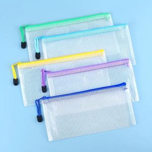 PVC Clear Mesh Document Organizer A4 Size - Zippered <b>File</b> Pouch For Office School Business Travel Portfolio Storage - Product Image 1