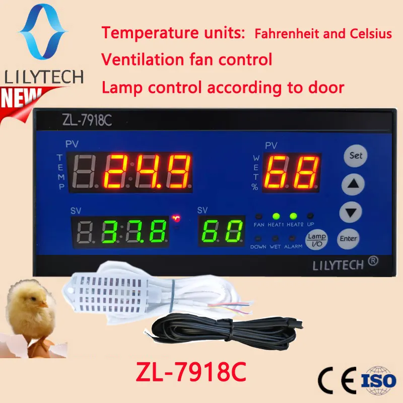 ZL-7918C, controller incubatore per uova, controller incubatore fahrenheit, regolatore di temperatura e umidità per incubatore, Lilytech
