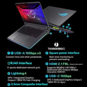 Portátil para Juegos ROG Strix Scar 18, Intel <span class=keywords><strong>Core</strong></span> <span class=keywords><strong>I9</strong></span>-<span class=keywords><strong>9980HK</strong></span>, Rtx 5070 Ti, Pantalla IPS de 18 Pulgadas 2.5K 240Hz, Teclado en Inglés, Windows 11 - Product Image 5