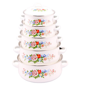 Fournisseur en gros d'ensembles de batterie de cuisine écologiques, casseroles en émail à motif floral durable pour la cuisine, vaisselle - Product Image 1