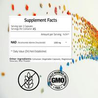 Complément alimentaire de vitamine NAD+ 1000 mg, procure de l'énergie, soutient le système immunitaire, 90 capsules végétaliennes, sans OGM, sans gluten, pour adultes et nouveau-nés