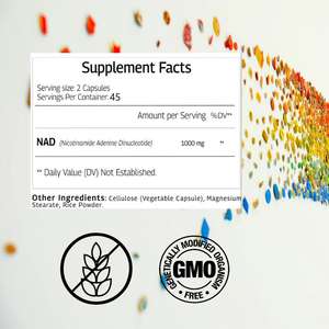 Suplemento de Vitamina NAD+ de 1000 mg Proporciona Energía Apoya el Sistema Inmunitario 90 Cápsulas Veganas Sin Gluten Sin OMG para Adultos Recién Nacidos - Product Image 2
