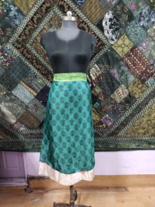 Free Size Double Layer Sari Silk <b>Wrap</b> <b>Skirt</b> for Women Maxi Bohemian Style <b>Long</b> <b>Skirt</b> Lightweight Comfortable and Unique Design - Product Image 2