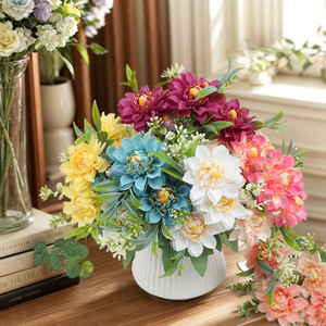 Bouquet de fleurs artificielles en soie pivoines et roses, décoration de mariage et d'intérieur, accessoires de photographie extérieure - Product Image 2