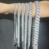 Chaîne en diamant Moissanite VVS en vente chaude, 6 mm-13 mm, argent sterling S925, lien cubain, collier pour homme, bijoux hip-hop fins