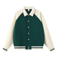 Blouson de baseball personnalisé, poids lourd 380g, style universitaire unisexe, revers cranté, blocs de couleur, coupe oversize, fermeture boutonnée, vente en gros