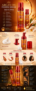 Mousse coiffante à l'huile d'argan OEM ODM, tenue forte, contrôle des frisottis, brillance, mousse coiffante pour cheveux bouclés, marque privée - Product Image 2