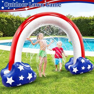 Arroseur pour enfants 8ft x 5.5ft, jouet aquatique extérieur pour le 250e anniversaire, jeux d'eau pour fêtes d'été en jardin, fête de l'Indépendance, pour adultes et enfants - Product Image 5