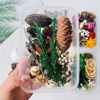 Kit de fleurs séchées DIY pour Noël, cône de pin naturel, bâton de cannelle, tranche d'orange séchée, fournitures artisanales botaniques