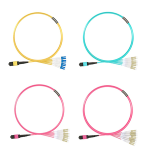 데이터 센터 FTTH 광섬유 패치 코드 MPO 암 유니부트 LC 듀플렉스 12섬유 OM3 50/125 멀티모드 브레이크아웃 케이블 40G/100G용 - Product Image 1