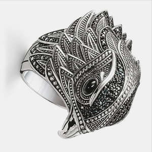Anillos de banda pesada gruesa dominante <span class=keywords><strong>Punk</strong></span> de moda para hombres anillos de águila realistas de plata antigua Vintage personalizados para hombres - Product Image 4