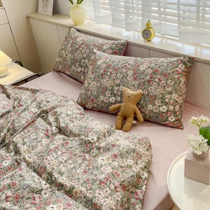 Nouveau petit ensemble de quatre pièces en coton à fleurs Style nordique écologique toutes saisons 200TC housse de <span class=keywords><strong>couette</strong></span> drap de <span class=keywords><strong>lit</strong></span> - Product Image 1