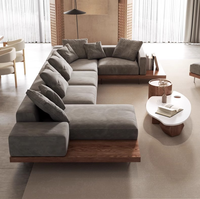 Fauteuil-Canapé en Bois Massif Style Bois, Luxe Léger pour Hôtel Boutique, Canapé Modulable pour Salon