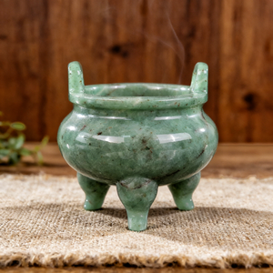Wholesale Natural Crystal Tripod Healing Raw Stone Green Aventurine Incense Line Incense Burner Censer Cafts for <strong>Burn</strong> Incense - Product Image 1