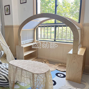 Arche <span class=keywords><strong>de</strong></span> lecture Montessori en bois <span class=keywords><strong>de</strong></span> haute qualité Moetry avec étagère <span class=keywords><strong>de</strong></span> rangement et auvent – Écologique, Sûr et Design Moderne pour l'école et la garderie - Product Image 2