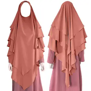 Ccy Hot Hồi Giáo Lớn Cầu Nguyện Khimar Hijabs 3-Lớp Shayla Hijab Hồi Giáo Phụ Nữ Sẵn Sàng Để Mặc Ngay Lập Tức Abaya Jilbab Hồi Giáo Niqab Khimar