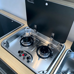Cuisinière à gaz encastrable RV Kitchenware en acier inoxydable, deux brûleurs, avec couvercle en verre trempé pour yacht et <span class=keywords><strong>caravane</strong></span> - Product Image 3