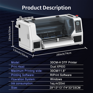 Fully Automatic Dual Xp600 DTF 33cm Printer T-shirt Dtf <b>Printing</b> <b>Machine</b> Heat Transfer 3d t Shirt Printer <b>Printing</b> <b>Machine</b> - Product Image 2