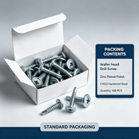 Vis autoperceuse à tête cylindrique pour fixation sécurisée, exportation mondiale, en acier au carbone zingué pour cloisons métalliques avec pointe de perçage