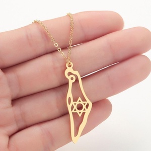 Collier <span class=keywords><strong>carte</strong></span> d'Israël en acier inoxydable, bijoux en acier titane, vente en gros, bijoux, pendentif <span class=keywords><strong>carte</strong></span> d'Israël, collier - Product Image 6