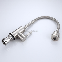 Robinet de cuisine moderne en acier inoxydable 304 à poignée unique, eau froide/chaude, avec tuyau universel, sans plomb, finition brossée, cartouche céramique
