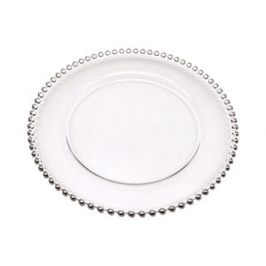 Assiettes de présentation en plastique transparent avec bordure perlée, assiettes rondes en plastique de 13 pouces pour la décoration de dîner et les événements - Product Image 1