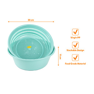 Passoire en plastique PP vierge de qualité alimentaire, ensemble de bassins de lavage, panier égouttoir pour préparation de fruits et légumes, durable et empilable - Product Image 1