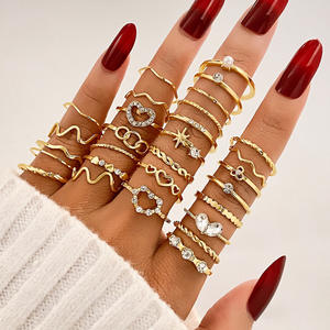 <span class=keywords><strong>Mylove</strong></span> Ensemble de 24 bagues géométriques en alliage plaqué or avec micro-inserts, lot mixte de bijoux pour femmes, vente en gros en dropshipping - Product Image 3
