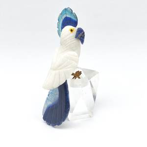 Dumortierita/Calcita Blanca/Ágata Azul Talla L Tallado de Loro BJ2647 - Product Image 1
