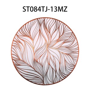 Venta al por mayor de manteles individuales baratos de PVC de piel sintética posavasos escurridores decorativos para mesa de cuencos bronceado - Product Image 4