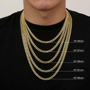Colar de Corrente Cubana Miami de 8mm com Corte Diamantado, Banhado a Ouro 14K, em Aço Inoxidável, para Mulheres e Homens - Product Image 6
