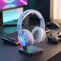 Casque de jeu sans fil Bluetooth supra-auriculaire avec suppression du bruit, éclairage RGB, faible latence et longue autonomie