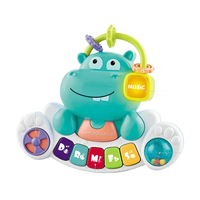 Nouveauté : Ensemble de jouets piano style hippopotame, son et lumière interactifs, jouet musical éducatif pour bébé
