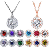 Bijoux de mode 925 Sterling Silver Halo Setting Zircon 12 Birthstone Crystal Pendentif Collier