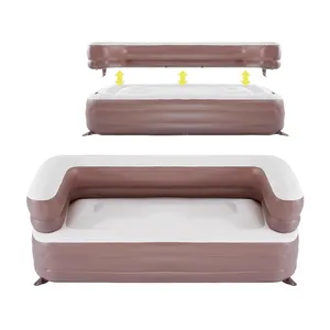 Waterproof And Wear-Resistant Outdoor Inflatable Sofa Bed Luxury Flocked PVC Mattress For Camping Beach Home Use