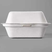 Boîte à lunch jetable en canne à sucre biodégradable 6x6 pouces 125 pièces Micro-ondable Incassable Imperméable Anti-huile Contenants pour aliments