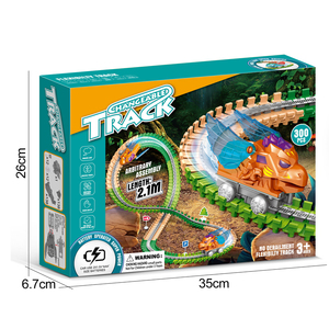 300 pièces Jouets Voiture électrique dinosaure anti-gravité avec blocs de construction et circuits flexibles en plastique, avec musique et lumière, en vente - Product Image 6