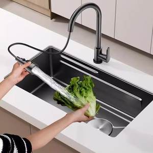 Fregadero de Cocina Grande de un Solo Tazón, Acero Inoxidable 304, 5MM de Grosor, Textura Martillada, Diseño Volcánico - Product Image 3