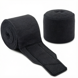 Bandages de boxe en coton noir, 2 pouces de large, auto-adhésifs, élastiques, protecteurs, unisexes, toutes saisons - Product Image 1