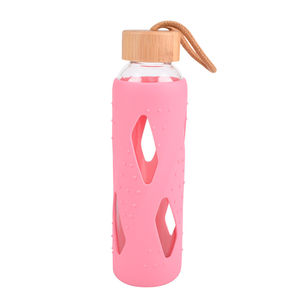Bouteille d'<span class=keywords><strong>eau</strong></span> en <span class=keywords><strong>verre</strong></span> réutilisable avec couvercle en bambou sans BPA protecteur en Silicone avec manchon en Silicone - Product Image 4
