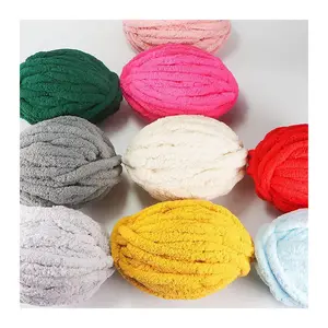 Free Samples 2cm 100% Polyester Chenille Chunky Yarn Jumbo Yarn For Weaving