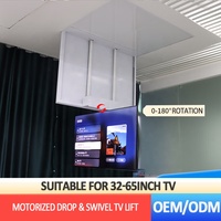 Support TV motorisé escamotable JGST pour bureau à domicile intelligent, inclinable à 90°, télescopique, en acier laminé à froid, jusqu'à 65 pouces, certifié CE