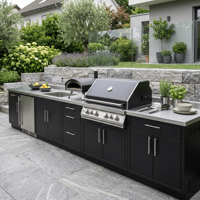Cuisine extérieure moderne personnalisable en acier inoxydable 304, design moderne imperméable avec évier et robinet