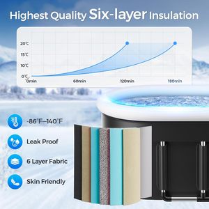 Nouvelle version <span class=keywords><strong>XL</strong></span> <span class=keywords><strong>Baignoire</strong></span> ovale pour bain de glace de 175 gallons - <span class=keywords><strong>Baignoire</strong></span> portable à 6 couches, <span class=keywords><strong>baignoire</strong></span> encastrable <span class=keywords><strong>pliable</strong></span> avec couvercle, <span class=keywords><strong>baignoire</strong></span> de plongeon froid - Product Image 5