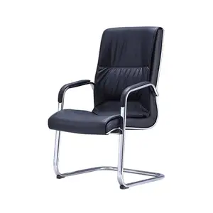 Yüksek kaliteli Modern ergonomik dört bacak tekerleksiz kol dayama deri ofis koltuğu satılık