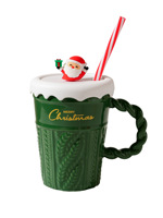 Mug de Noël Créatif 2025, Tasse à Eau en Céramique avec Couvercle et Cuillère, Nouveau Design, Tasse à Café pour Bureau et Maison, Cadeau pour Enfants