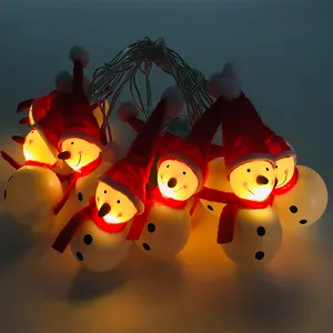 Guirlande lumineuse à lumière Led pour arbre de noël, décoration de fête, chapeau rouge, Mini foulard, bonhomme de neige