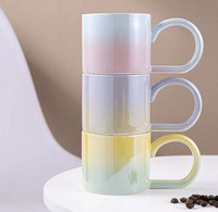 Tasse à café en céramique de couleur dégradée émaillée perle créative tasse à eau légère de luxe ins guft