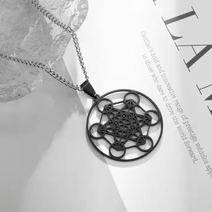 Collier en acier inoxydable avec sceau d'ange, archange, Met Atron, pour femmes et hommes, géométrique, les secrets du jardin des kabalistes, bijoux de Salomon - Product Image 2
