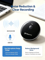 Dispositif de traduction vocal IA portable Wearfit Mini Round, traducteur vocal multilingue en temps réel, enregistreur pour les voyages d'affaires